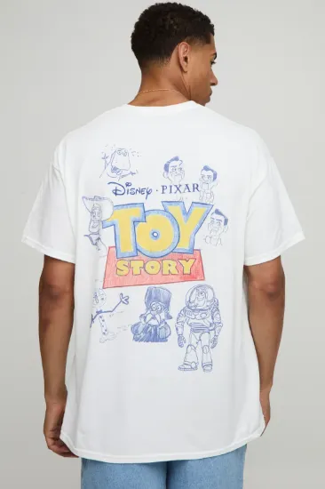 Picture of White Oversized Disney Toy Story Lotso License Printed T-Shirt